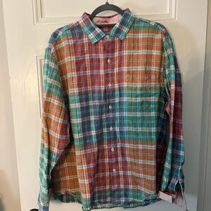 Tommy Bahama Multicolor Plaid Button-Down Shirt — Green, Orange, Red